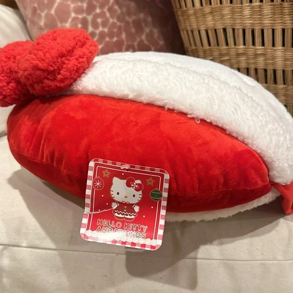Hello Kitty Holiday Christmas pillow doll face 15” X 12”
